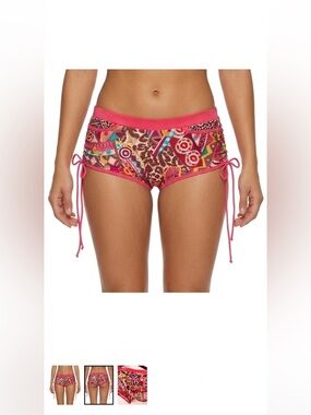 Bright Paisley & Leopard Print Swim Shorts - Pink Trim